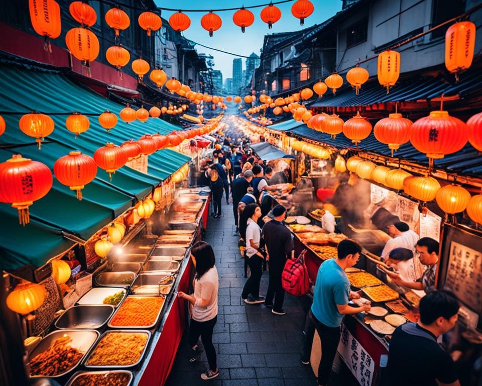 Sfeervolle Nachtmarkten van Taiwan