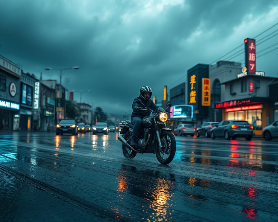 motorrijden in de regen